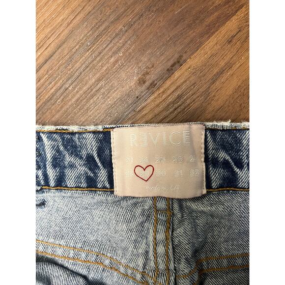 Revice Womens 29 Distressed Light Wash High Rise Button Fly Straight Mom Jean - Picture 7 of 9